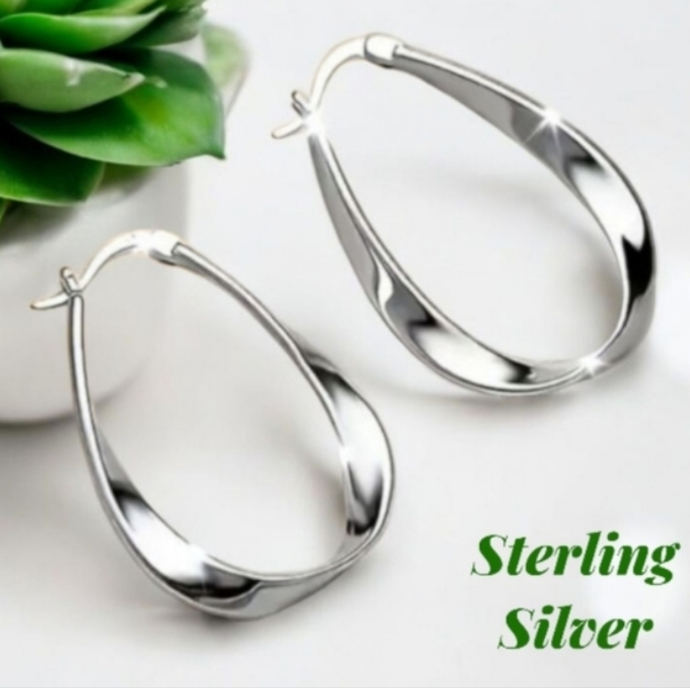 Silver Hoop Earrings - Picture 8 of 8